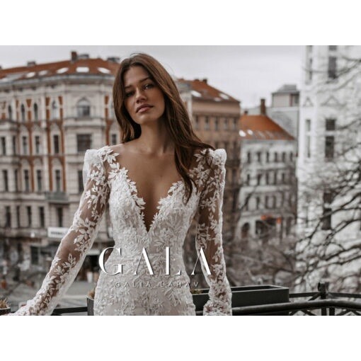 Galia Lahav Gala Bay Full Embroidered Beaded Lace Wedding Dress Plunging Neck Z0 — image 3 of 8